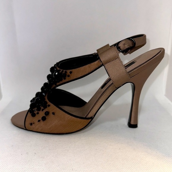Nina Beaded Satin Leather Upper Slingback Heels Size 7 - NWOT - Picture 3 of 12